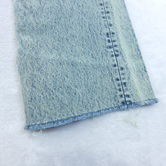 Teddy Fresh Women's Green Acid Wash Jeans Size 26 High Rise Raw Hem Button Fly - Picture 9 of 15